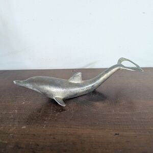 Vintage Mid-Century Silver Dolphin Bottle Opener Barware Bar Fish Nautical MCM